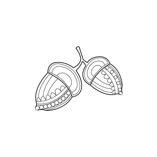 Acorns Hand Drawn Vector Design Zentangle Print For Coloring Book