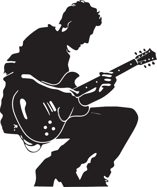 Acoustic Anthem Guitarist Emblem Design Rhythm Reverie Musician Icon Vector