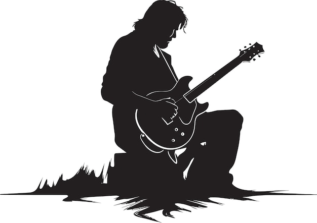 Acoustic Aura Guitar Player Vector Icon Rhythm Rapture Musician Logo Design