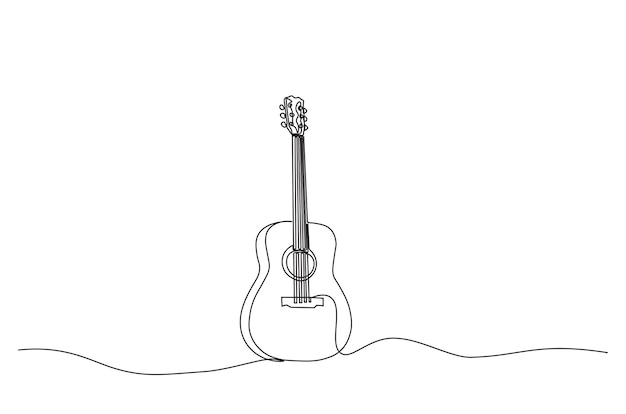 Vector acoustic guitar continuous one line drawing illustration