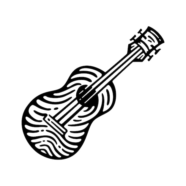 acoustic guitar in vintage design vector illustration