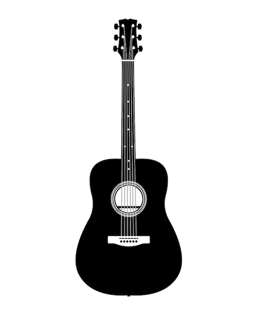 Acoustic Quitar Silhouette, Musical Instrument Vector