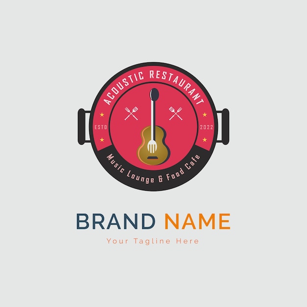 acoustic restaurant guitar music cafe logo template design for brand or company and other