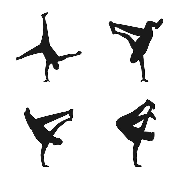 Acrobatic dancer silhouette template design vector icon illustration