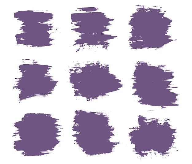 Vector acrylic art paint ink splatter purple color grunge texture brush stroke collection