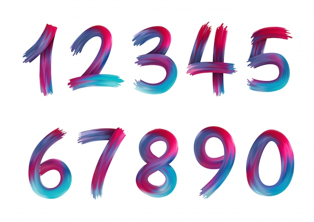 Acrylic paint rainbow colorful numbers