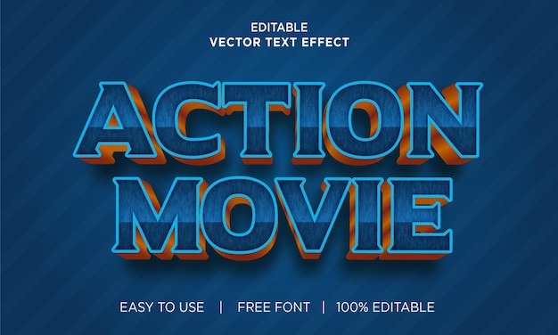 Action movie editable text effect with premium vector