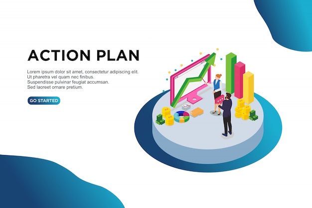 Action plan isometric vector illustration concept. 