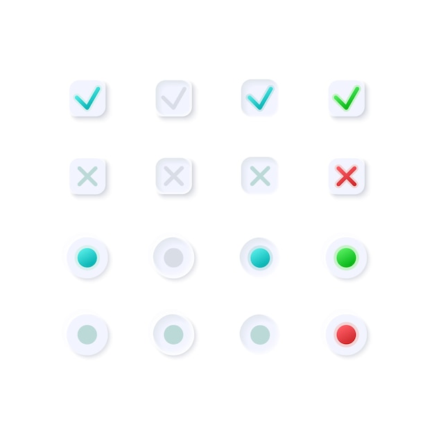 Vector active and inactive marks ui elements kit
