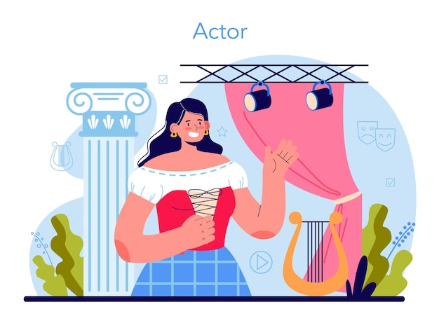 Vector actor and actress concept. theatrical performer or movie production cast member. acting performance in front of audience or camera. modern creative profession. vector flat illustration