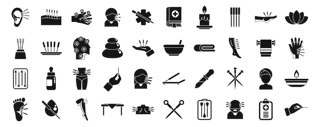 Acupuncture icons set simple vector Meridian body