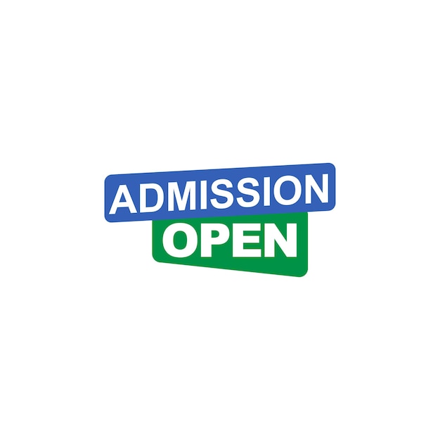 An ad for admission open with green and blue letters