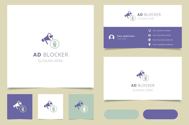 Ad blocker logo design with editable slogan branding book