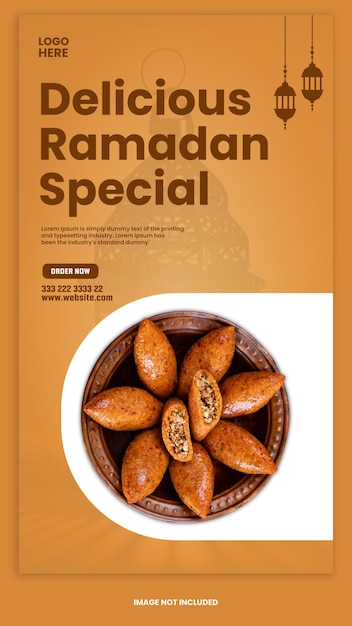 An ad for ramadan special with a bowl of food