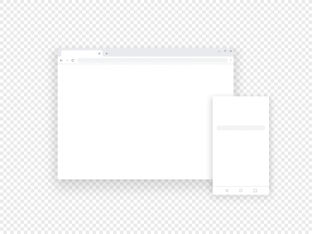 Adaptive mobile and web browsers isolated on transparent 
