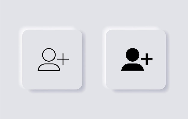 Add new user icon profile avatar with plus symbol in neumorphism neumorphic ui