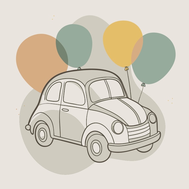 Vector add some color to this friendly balloon car vector illustration line circuit