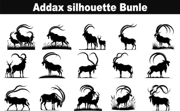 Addax silhouetteillustration design bundle