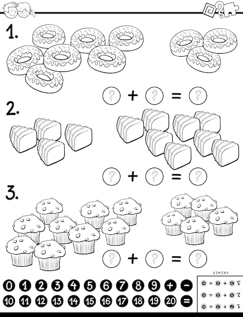 Addition Puzzle Game with Sweet Food Color Book