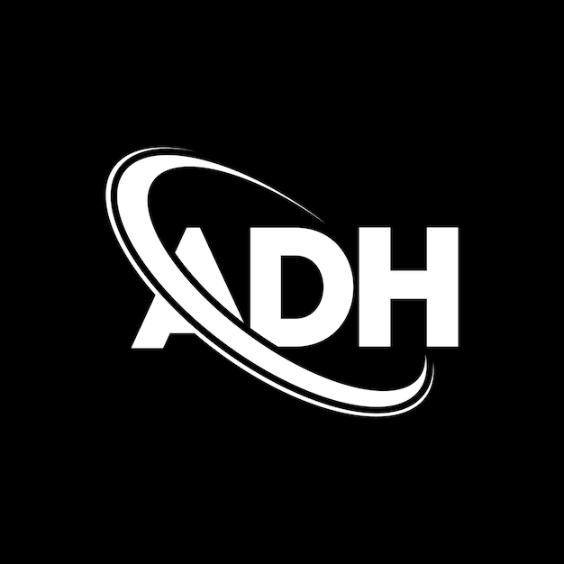 Vector adh logo adh letter adh letter logo design initials adh logo linked with circle and uppercase monogram logo adh typography for technology business and real estate brand