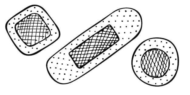 Adhesive bandage as medical first aid concept Hand drawn medical clipart