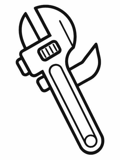 Adjustable wrench colouring book pages for children and adults with vector design