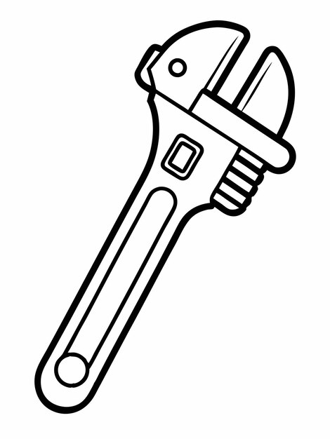 Vector adjustable wrench colouring book pages for children and adults with vector design