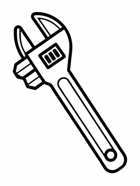 Vector adjustable wrench colouring book pages for children and adults with vector design