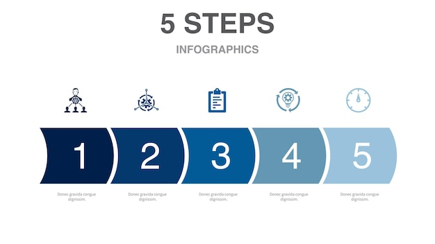 Administration control metrics improvement indicator icons Infographic design template Creative concept with 5 steps