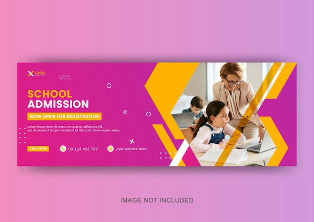 Admission going on social media cover design and  web banner design editable template