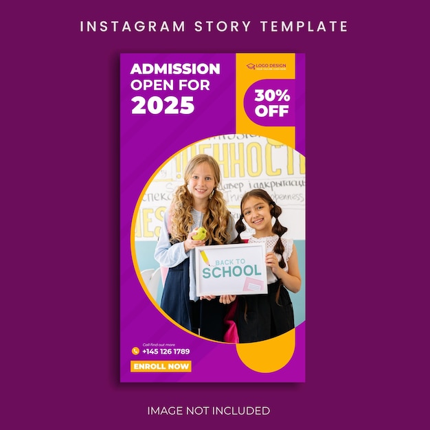 Admission open instagram story template social media template design promo banner vector