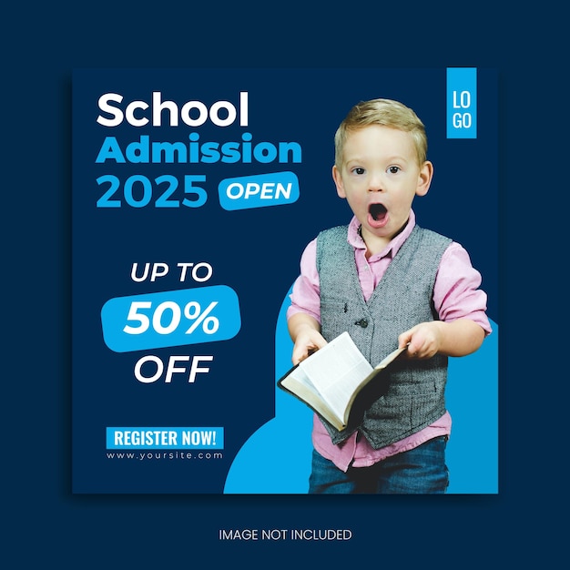 admission social media post education banner design vector