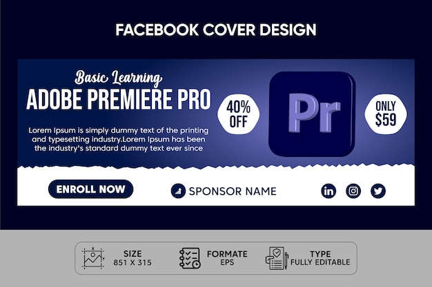 Adobe Premiere Pro Learning Facebook Cover Template Design