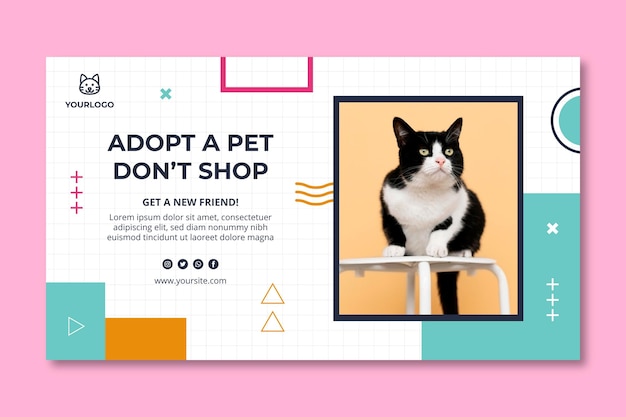 Adopt a pet horizontal banner template