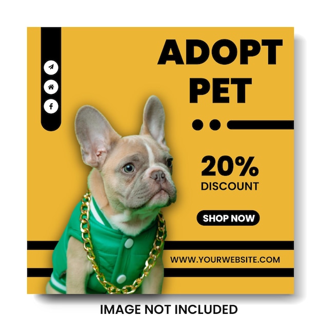 Adopt pet social media post template design