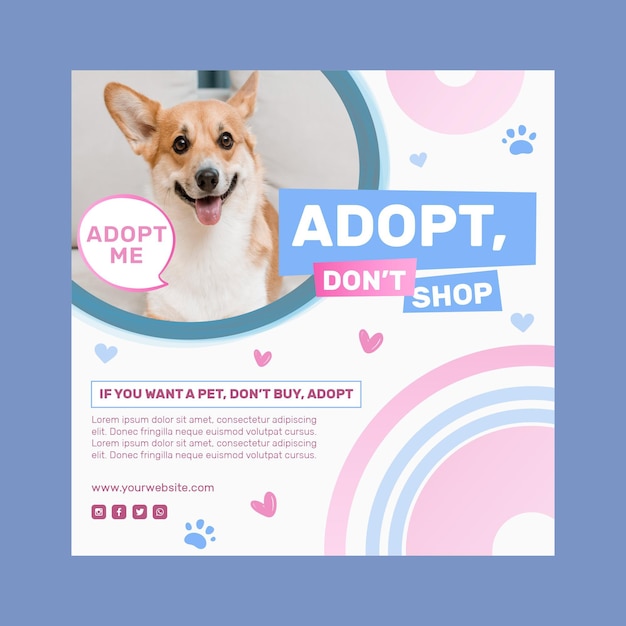 Adopt a pet square flyer template