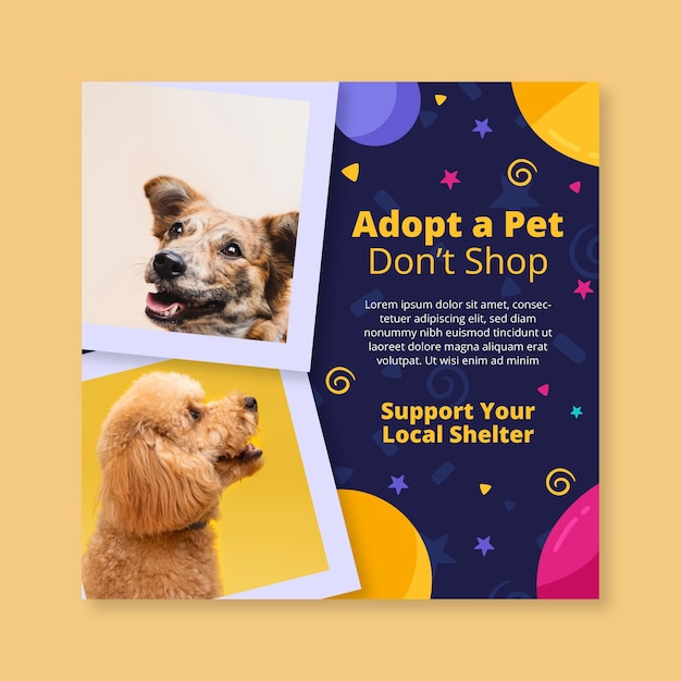 Adopt a pet square flyer template