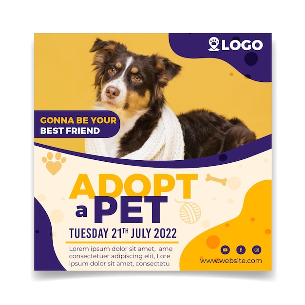 Adopt a pet square flyer template