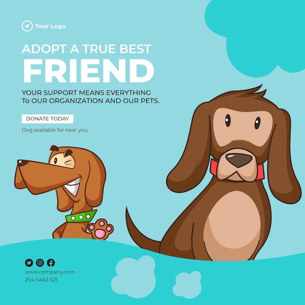 Adopt a true best friend banner design template