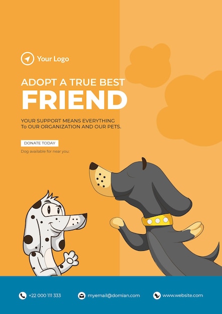 Vector adopt a true best friend flyer design template