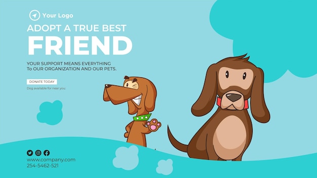 Adopt a true best friend landscape banner design template