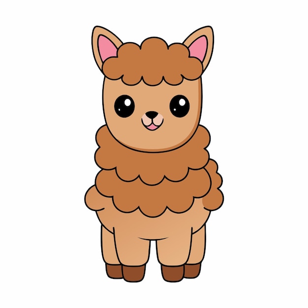 Adorable Alpaca Vector Illustration Cartoon Line Art Clipart Design for Printable