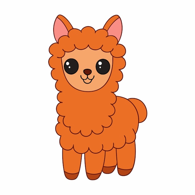 Adorable Alpaca Vector Illustration Cartoon Line Art Clipart Design for Printable