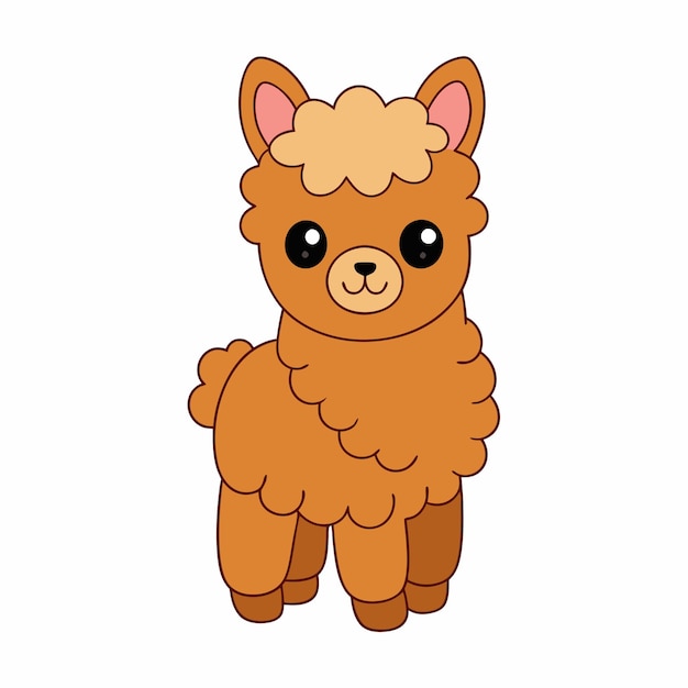 Adorable Alpaca Vector Illustration Cartoon Line Art Clipart Design for Printable