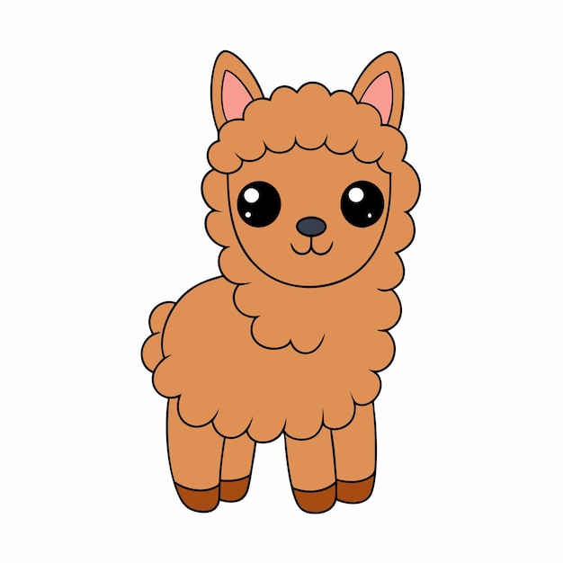 Adorable Alpaca Vector Illustration Cartoon Line Art Clipart Design for Printable