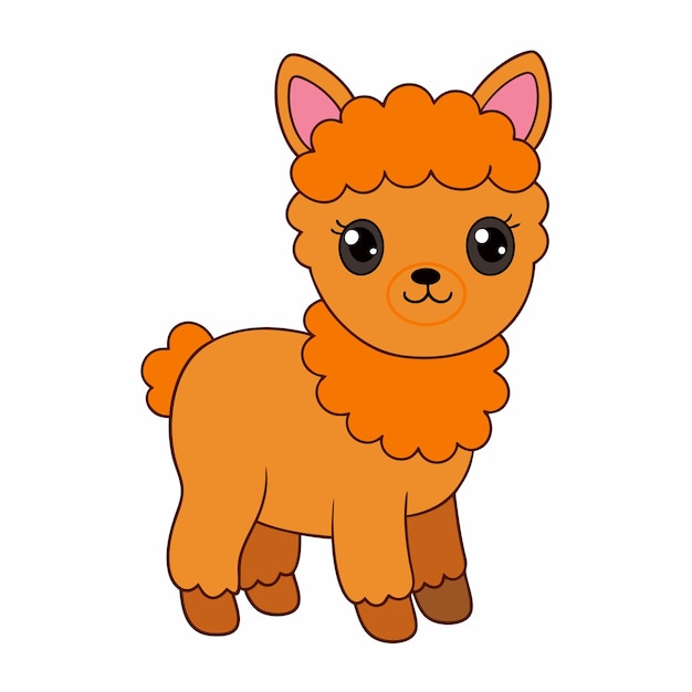 Adorable Alpaca Vector Illustration Cartoon Line Art Clipart Design for Printable