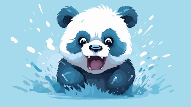 Adorable Angry Panda Cub Cartoon Illustration