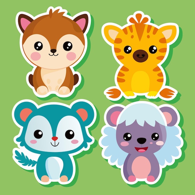 Adorable Animal Stickers Cute Playful Designs