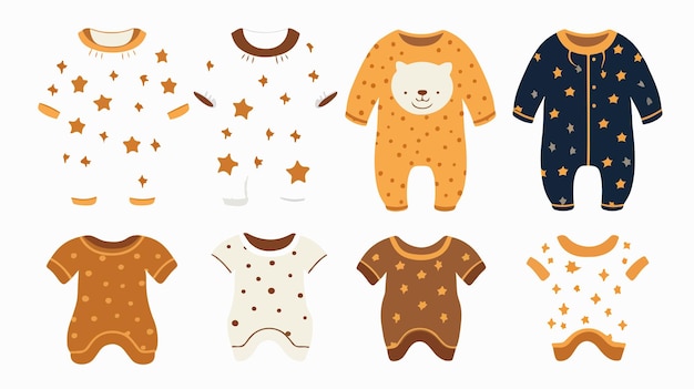 Adorable Baby Clothes with Footprint Design Vector Illustration