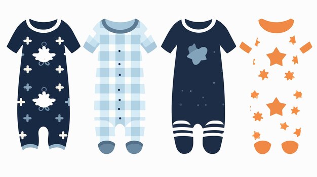 Adorable Baby Clothes with Footprint Design Vector Illustration